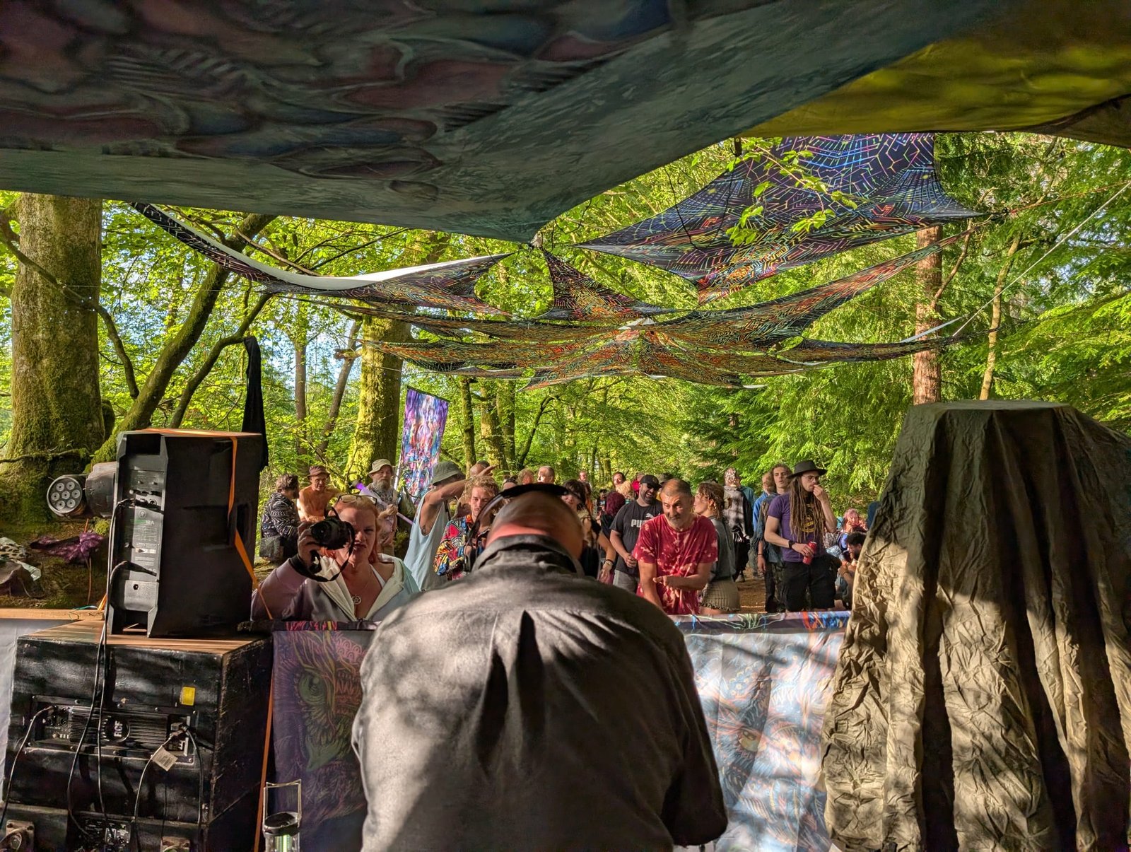 Laser lights at a psytrance rave